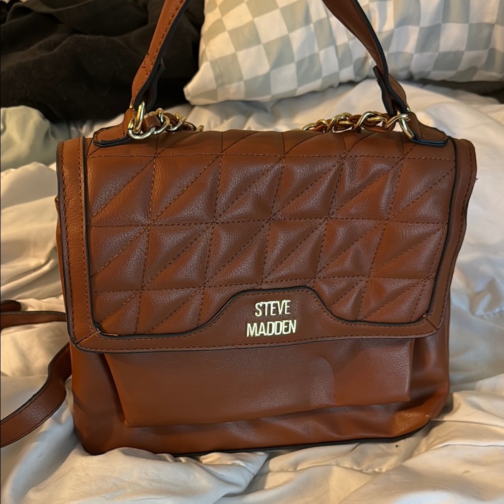Steve Madden Brown Textured Backpack Purse.